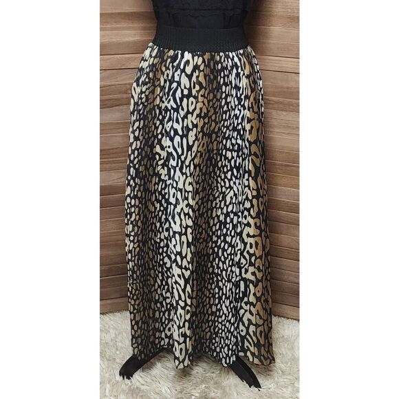 Victoria New Womens XL Lined Maxi Skirt Summer Beach Pleated Elastic High Waist - Picture 2 of 9